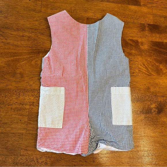 Zuccini kids plaid gingham patchwork shortall one piece red blue size 12 months - Picture 2 of 4